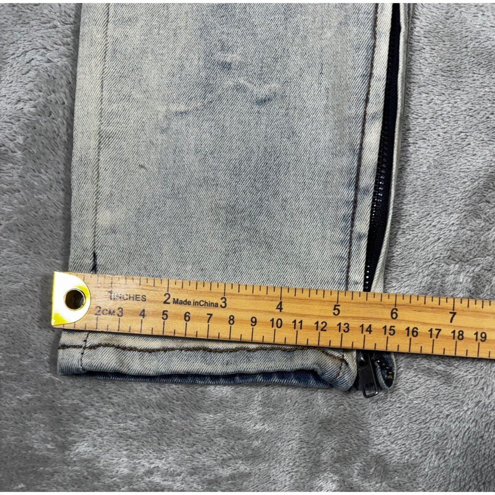 KDNK 1141411 Jeans Distressed Mens 32 Light Blue Ankle Zip Streetwear - Picture 11 of 12